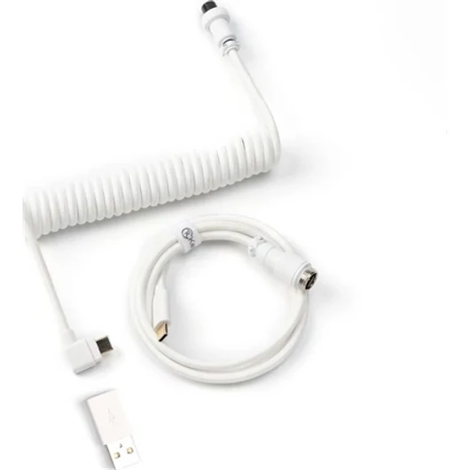 Keychron Coiled Aviator USB-C -> USB-C M / M adatkábel 1.36m fehér 90° / egyenes