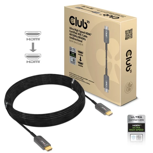 Club 3D Kábel - CAC-1376 (HDMI 2.1 Ultra High Speed, 4K120Hz / 8K60Hz, Unidirectional M / M, 10m AOC)