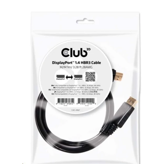 CLUB3D DisplayPort 1.4 HBR3 - DisplayPort 1.4 HBR3 8K/60Hz 1m kábel  (CAC-2067)