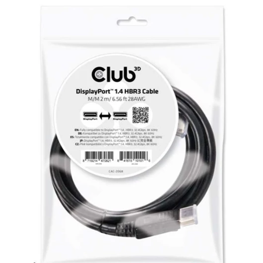 CLUB3D DisplayPort 1.4 HBR3 - DisplayPort 1.4 HBR3 8K/60Hz 2m kábel  (CAC-2068)