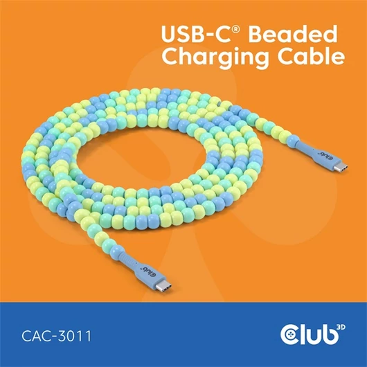 Club 3D Kábel - CAC-3011 (USB-C, PD 240W, 20Gbps, 4K60Hz, kék, M / M, 2m)