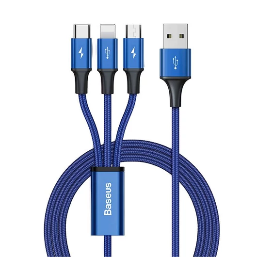 Baseus Rapid Series USB-C 3-in-1 kábel M+L+T  1.2m kék (CAJS000003)