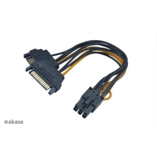 Kábel Táp Átalakító Akasa 2x 15-Pin SATA - 1x 6-Pin PCIe