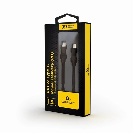 Gembird PD 100W USB-C -> USB-C M / M adatkábel 1.5m fekete