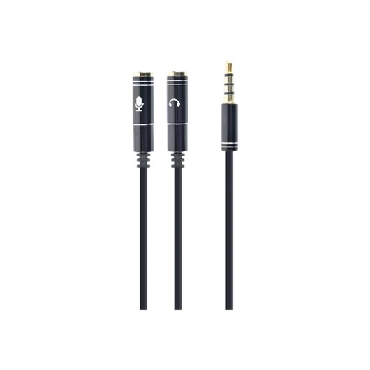 GEMBIRD CCA-417M Gembird Adapter Stereo Mini Jack (M) 4-pin -> 2x Mini Jack (F), metal, black