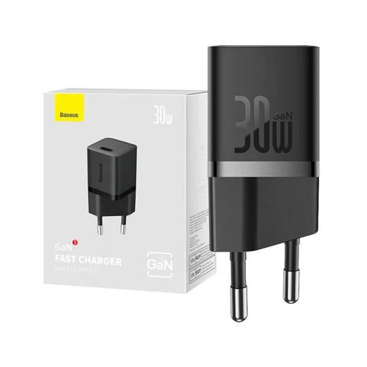 Baseus GaN5 Mini USB-C hálózati töltő 30W fekete (CCGN070401)