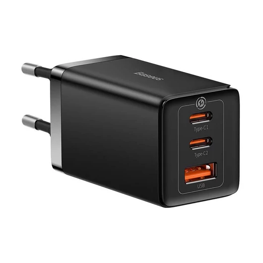 Baseus GaN5 Pro 2xUSB-C + USB hálózati töltő 65W fekete (CCGP120201)