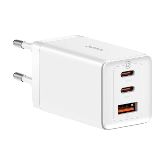 Baseus GaN5 Pro 2xUSB-C + USB hálózati töltő 65W fehér (CCGP120202)