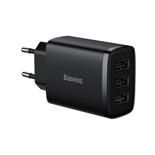 Baseus kompakt gyorstöltő 3x USB 17W fekete (CCXJ020101)