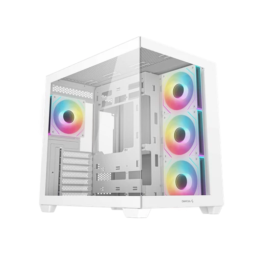 DeepCool Számítógépház - CG530 4F WH (fehér, ablakos, 4x12cm A-RGB, BTF, ATX, 2xUSB3.0, 1xUSB2.0)