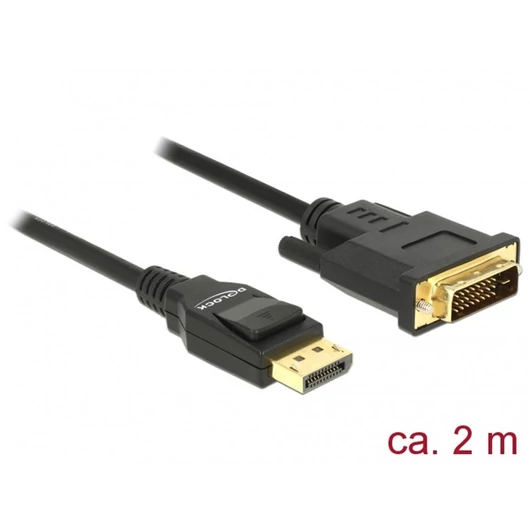 DELOCK kábel Displayport 1.2 male to DVI 24 + 1 male passzív 4K 30Hz, 2m, fekete