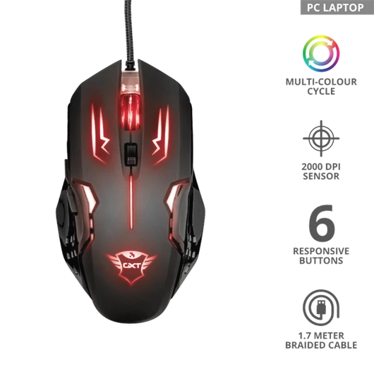 TRUST Gaming Vezetékes világító egér 22090 (GXT 108 Rava Illuminated Gaming Mouse)