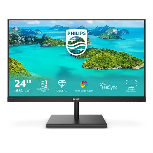 PHILIPS IPS monitor 23.8" 245E1S, 2560x1440, 16:9, 250 cd / m2, 4ms, VGA / HDMI / DisplayPort