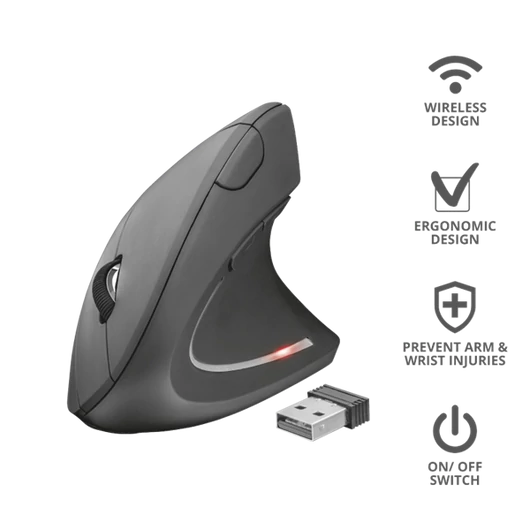TRUST Vezeték nélküli függőleges ergonomikus egér 22879 (Verto Ergonomic Wireless Mouse)