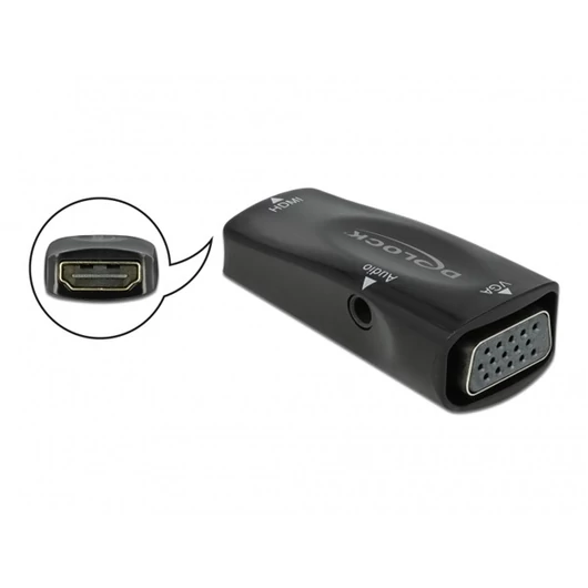 DELOCK Átalakító HDMI-A female to VGA female 1080p audió funkcióval