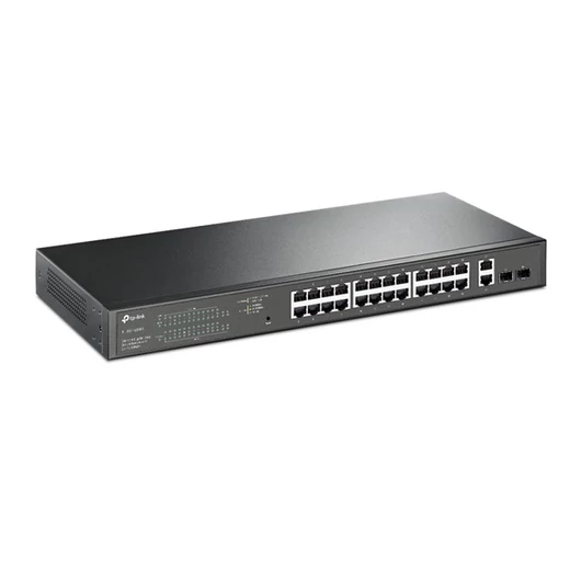 TP-LINK Switch 26x1000Mbps (24xPOE + ) + 2xGigabit SFP, Menedzselhető, TL-SG1428PE