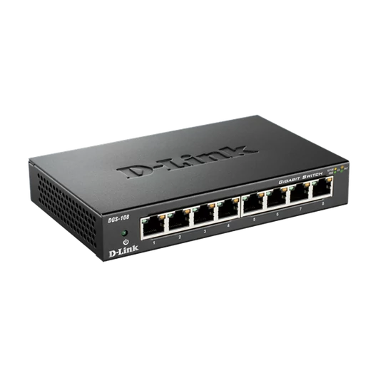 D-LINK Switch 8x1000Mbps Fémházas Asztali, DGS-108GL / E