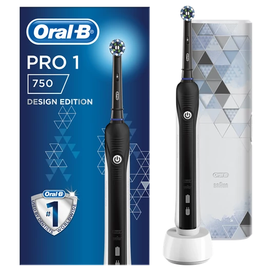 ORAL-B Pro 1 750 Black Elektromos Fogkefe (Cross Action fejjel + excluzív útitok)