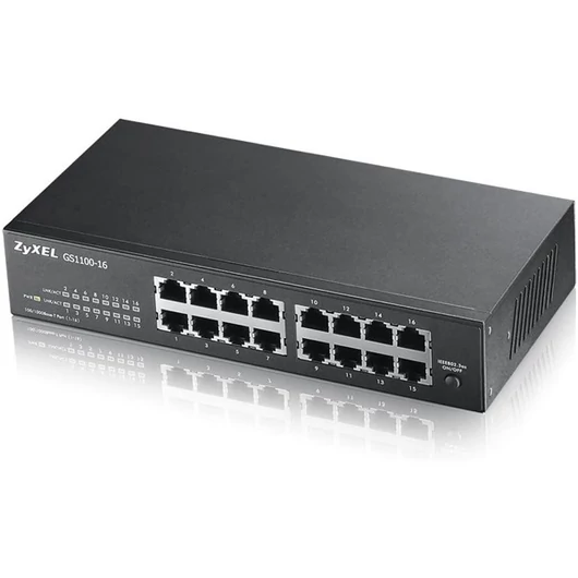 ZYXEL Switch 16x1000Mbps Fémházas Rackes, GS1100-16-EU0103F