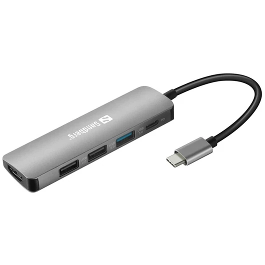 SANDBERG USB-C dokkoló, USB-C Dock HDMI + 3xUSB + PD 100W