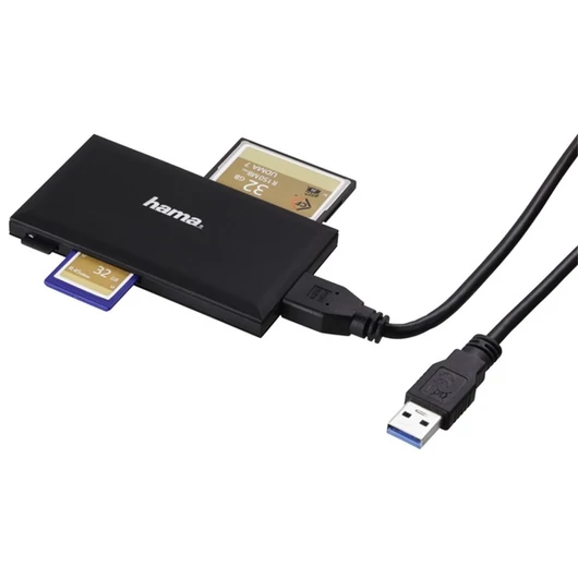 HAMA 181018, USB 3.0 SUPERSPEED "SLIM" MULTI KÁRTYAOLVASÓ, FEKETE