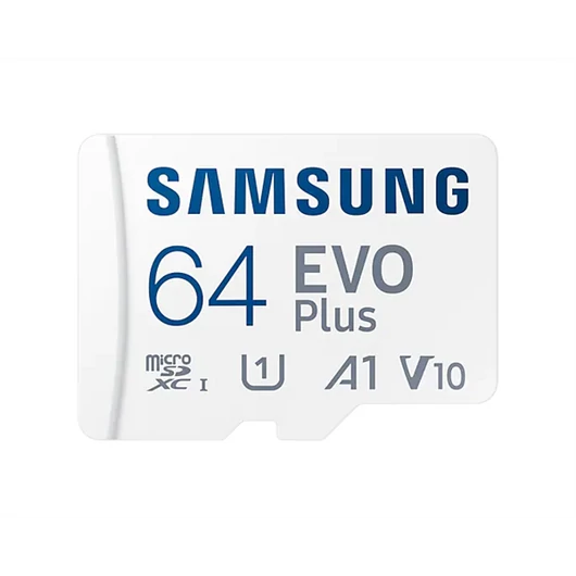 SAMSUNG Memóriakártya, EVO Plus microSD kártya (2021) 64GB, CLASS 10, UHS-1, U1, V10, A1, + Adapter, R130 / W