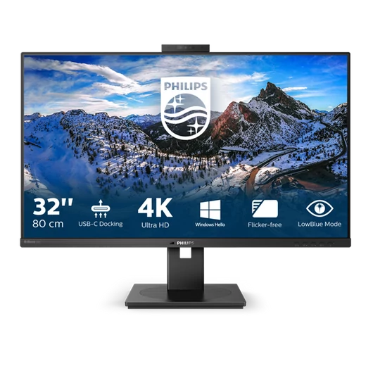 PHILIPS IPS monitor 31.5" 329P1H, 3840x2160, 16:9, 350cd / m2, 4ms, USB-C / 4xUSB / DP / 2xHDMI / LAN, hangszóró&webkamera