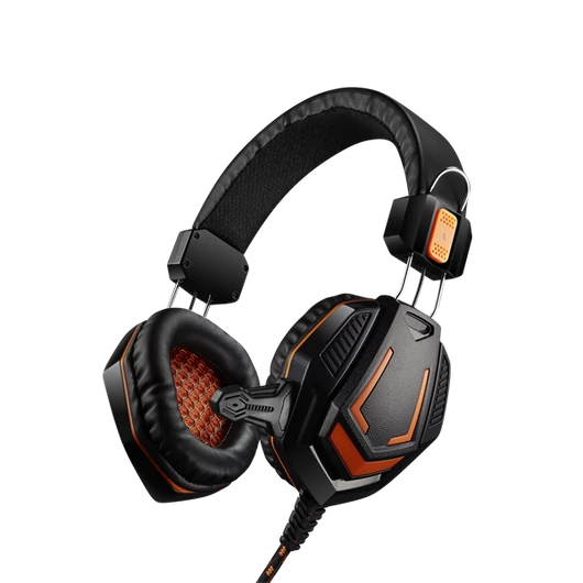 CANYON Vezetékes Headset, Fobos, Hangerő szabályzó, Memória habos párnák, fekete-narancs - CND-SGHS3A