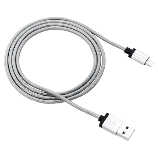 CANYON Töltőkábel, USB - LTG, Apple kompatibilis, Szövetborítás, 1m, szürke - CNS-MFIC3DG