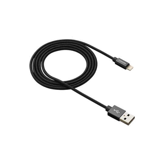 CANYON Töltőkábel, USB - LTG, Apple kompatibilis, Szövetborítás, 1m, fekete - CNS-MFIC3B