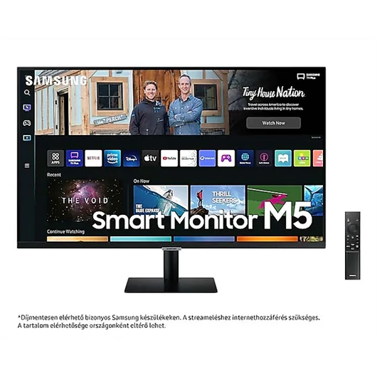 SAMSUNG SMART VA monitor 27" M5, 1920x1080, 16:9, 250cd / m2, 4ms, 2xHDMI / 2xUSB / WiFi / Bluetooth, hangszóró