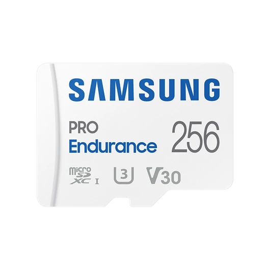 SAMSUNG Memóriakártya, PRO Endurance microSD kártya 256 GB, CLASS 10, UHS-I (SDR104), + SD Adapter, R100 / W40