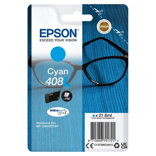 EPSON Tintapatron DURABrite Ultra tinta / Spectacles – 408 / 408L (XL, Cyan)