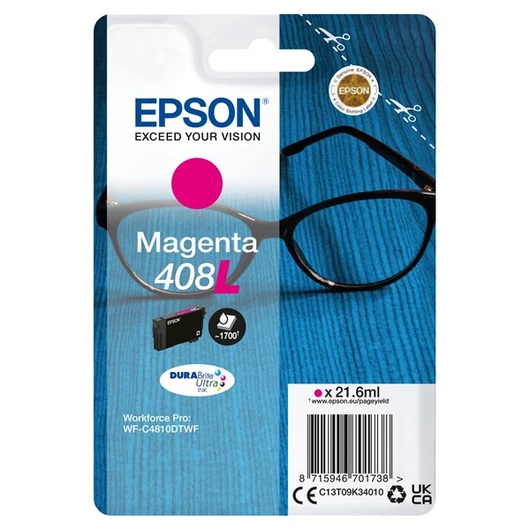 EPSON Tintapatron DURABrite Ultra tinta / Spectacles – 408 / 408L (XL, Magenta)