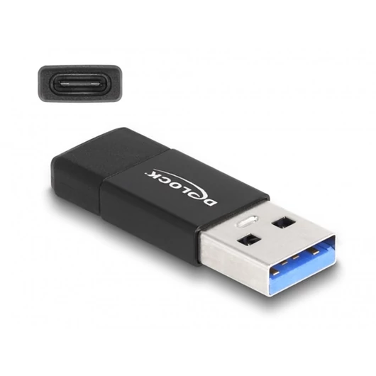 DELOCK Átalakító USB 3.2 Gen 2 Type-A male to USB Type-C female, aktív, fekete