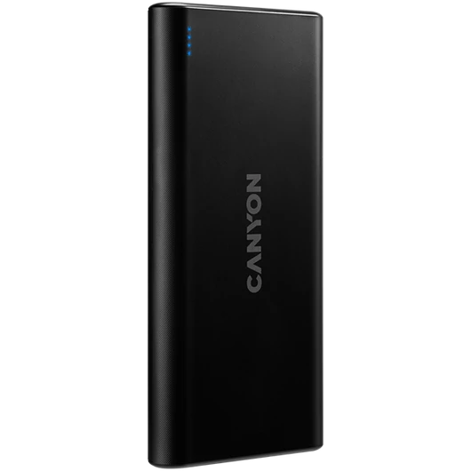 CANYON Powerbank, 10000mAh, USB-C / microUSB Input, 2xUSB Output, 5V-2,1A, fekete - CNE-CPB1006B