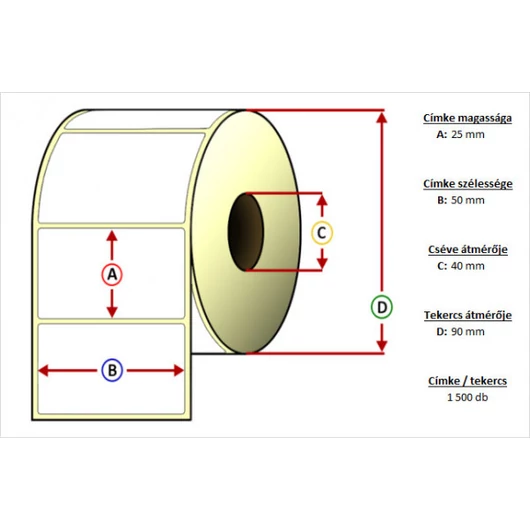 Tekercses THERMO címke 25x50mm 1500 db/tekercs Value