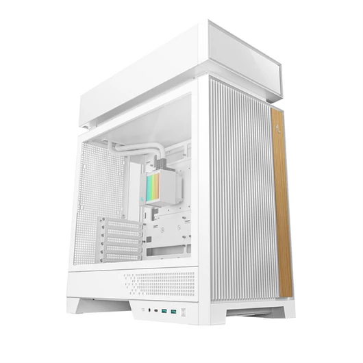 DeepCool Számítógépház - CL6600 WH (fehér, 1x360cm AIO vízhűtés,  2x120mm A-RGB, ATX, 2xUSB3.0, 1xUSB-C)