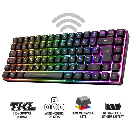 Spirit of Gamer Semi-mechanikus Billentyűzet - ELITE K70 (TKL, 85 gomb,, RGB LED,USB, anti-ghost, fekete, magyar)