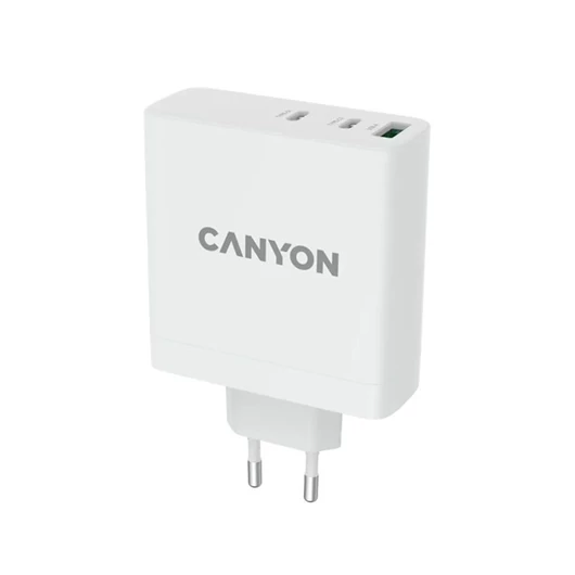 CANYON Hálózati Töltő, 3 portos, 2xUSB-C, 1xUSB-A, 140W, fehér - CND-CHA140W01