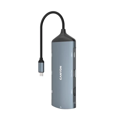 CANYON HUB 8-in-1, USB-C, 2xUSB3.1, 1xUSB2.0, 1xUSB-C, HDMI, Ethernet, Audio, szürke - CNS-TDS15