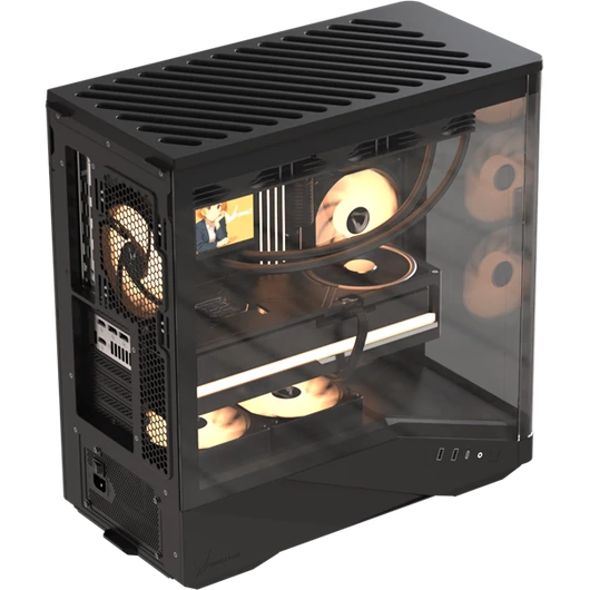 Formula Számítógépház - Crystal U9 PA Black (fekete, ablakos, 4x12cm venti, EATX, 2xUSB3.0, 1xType-C)