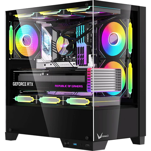 Formula Számítógépház - Crystal Z1M Black (fekete, ablakos, mATX, 1xUSB3.0, 1xUSB2.0)