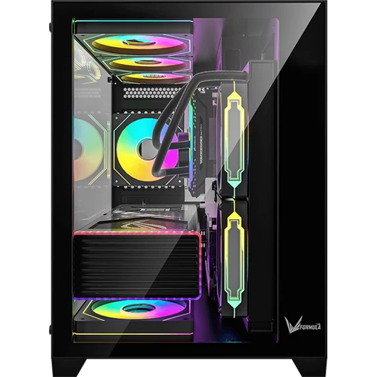 Formula Számítógépház - Crystal Z5 Black (fekete, ablakos, 1x12cm venti, mATX , 1xUSB3.0, 1xUSB2.0, 1xType-C)