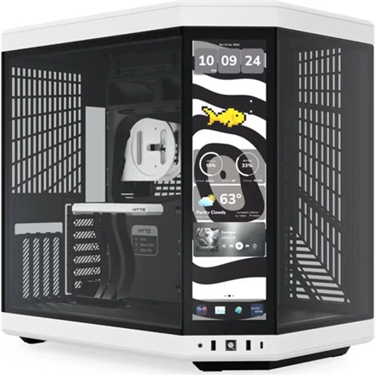 HYTE Y70 Touch Infinite táp nélküli ablakos Mid Tower számítógépház fehér-fekete