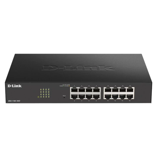 D-LINK Switch 16x1000Mbps Fémházas Asztali Menedzselhető, DGS-1100-16V2 / E