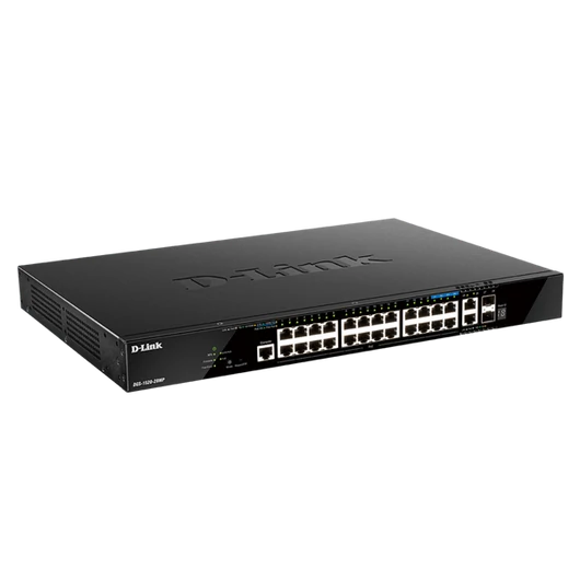 D-LINK Switch 24x1000Mbps(24xPOE) + 2x10G + 2xGigabit SFP+ Menedzselhető Rackes, DGS-1520-28MP / E