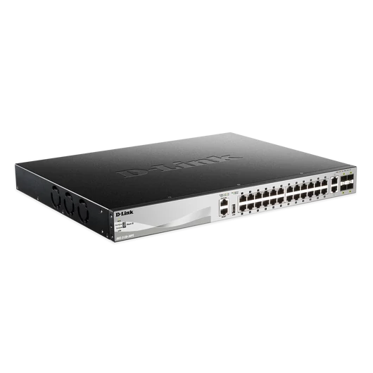 D-link 24 x 10/100/1000BASE-T PoE ports (370W budget) Layer 3 Stackable Managed