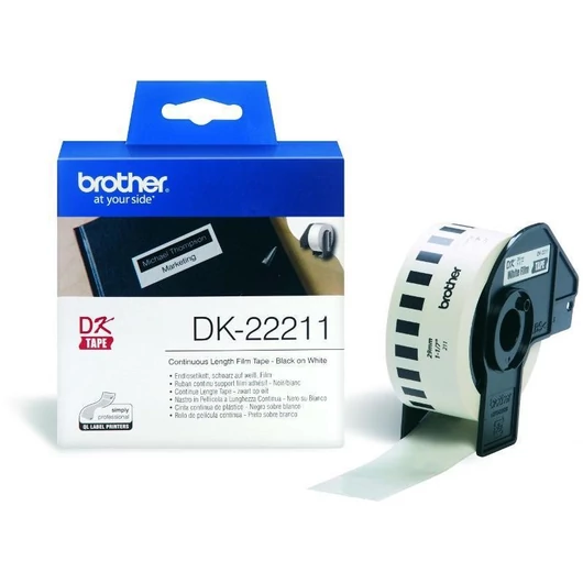 Brother DK-22211 29 mm x 15,24 m öntapadós fehér filmszalag tekercsben Brother
