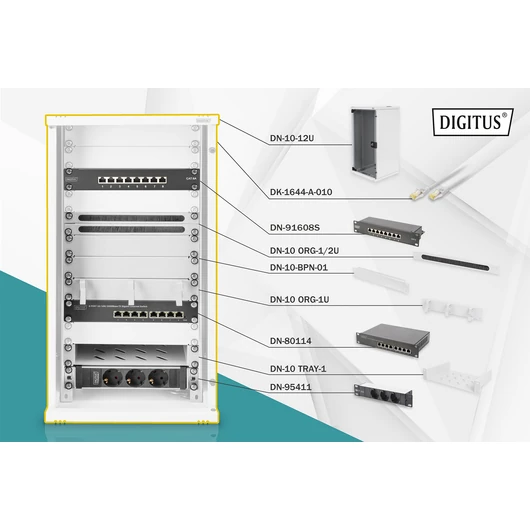 NETWORK SET - 254 MM (10IN) 12U 312 X 300 MM (W XD) GREY